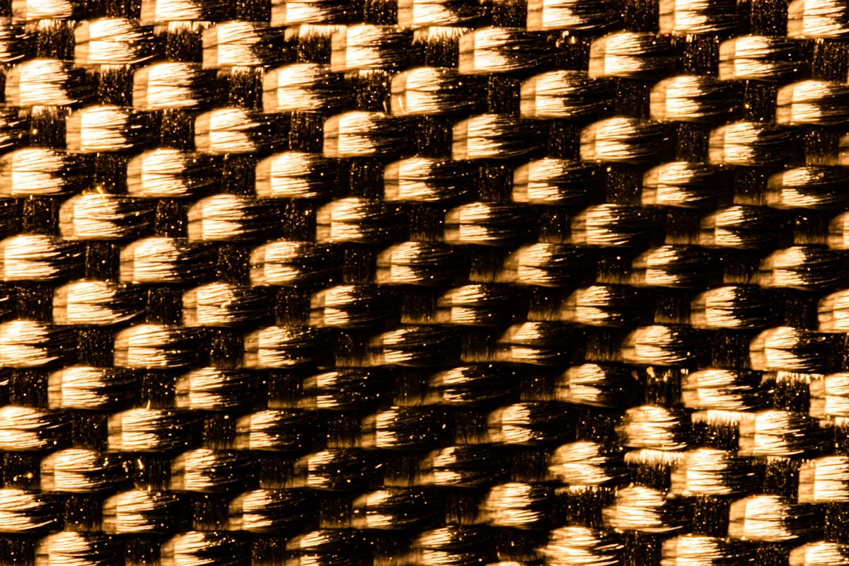 brown and black woven textile