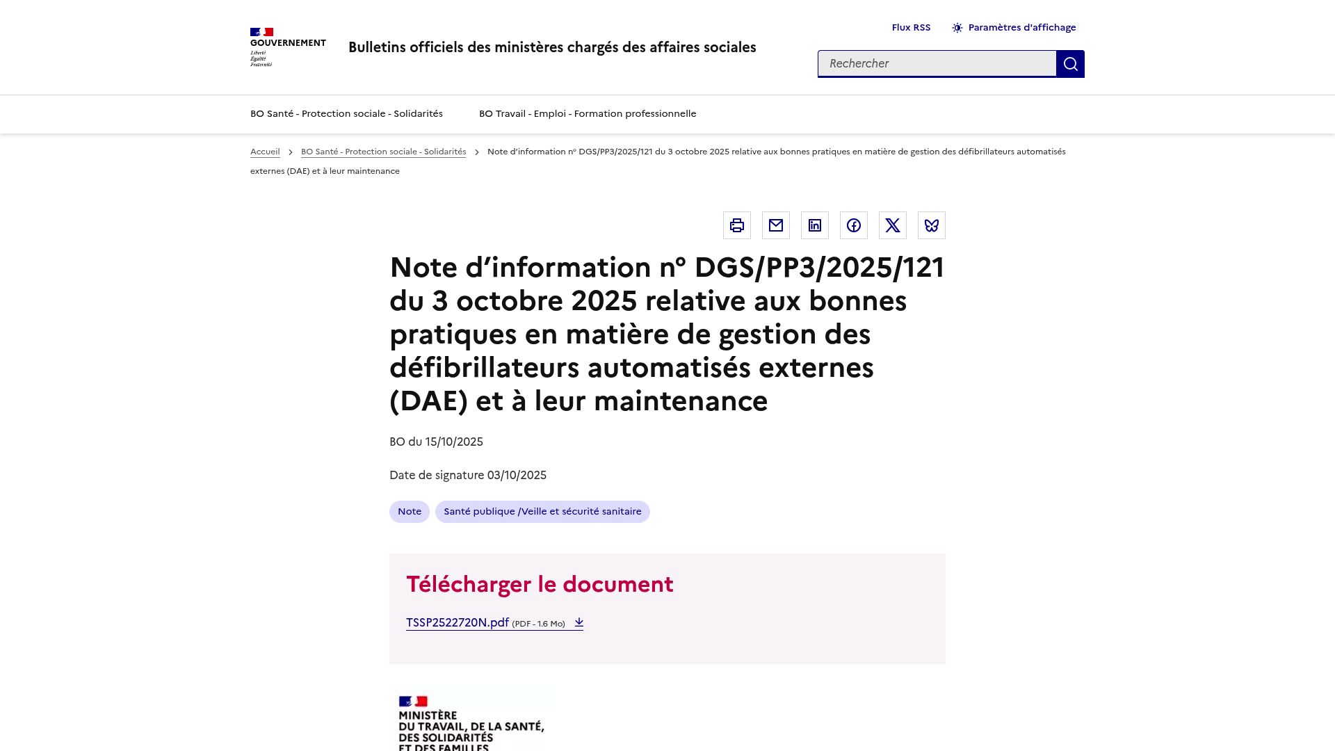 Screenshot of bulletins-officiels.social.gouv.fr