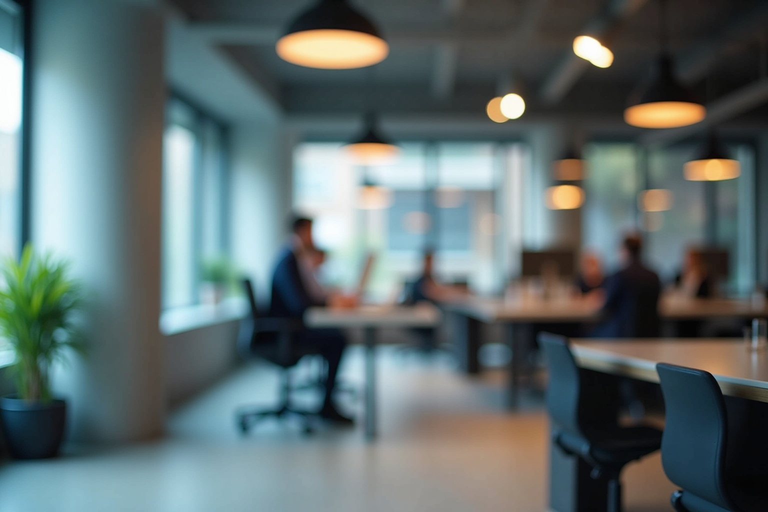 Bureau moderne avec personnes travaillant sur des ordinateurs.
