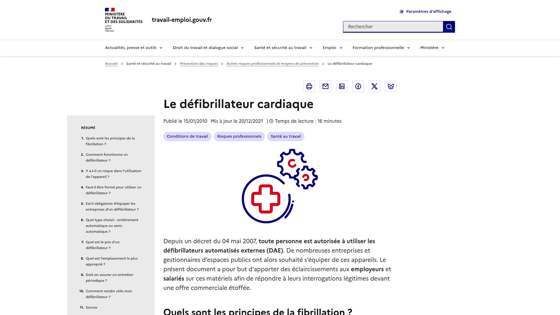 Screenshot of travail-emploi.gouv.fr
