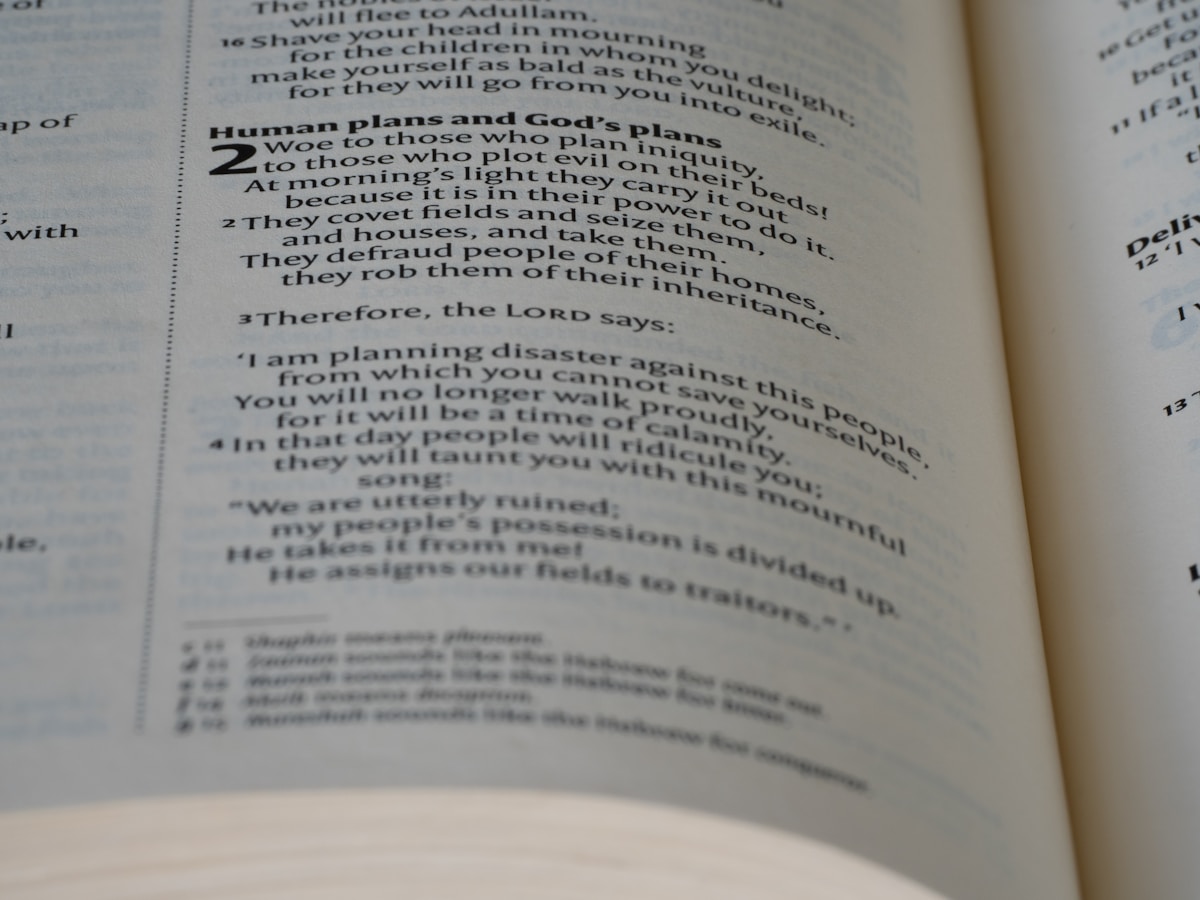 Texte biblique avec des avertissements contre les plans humains contraires à Dieu.