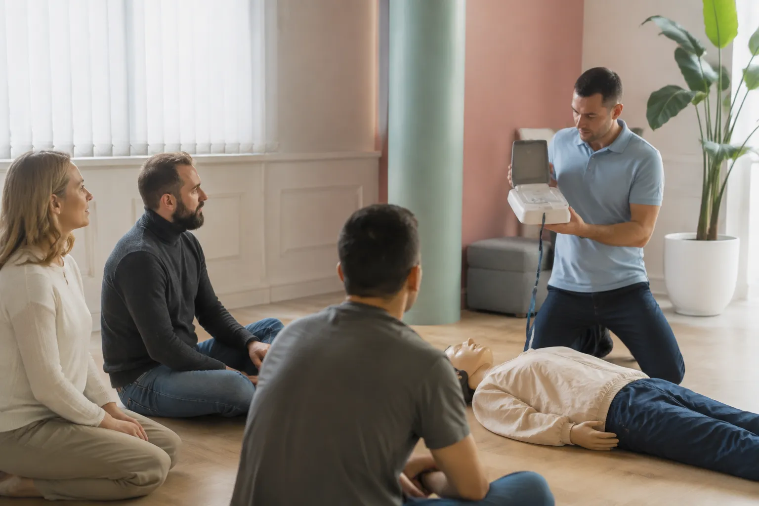 Groupe de personnes pratiquant une thérapie de groupe dans un environnement intérieur.